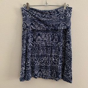 INC Skirt, Navy & White, Fold-over Waistline, EUC
